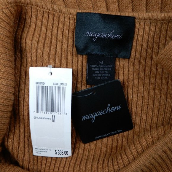 MAGASCHONI Fitted Midi 100% Ribbed CASHMERE DRESS M Brown NEW $398 - Picture 2 of 5